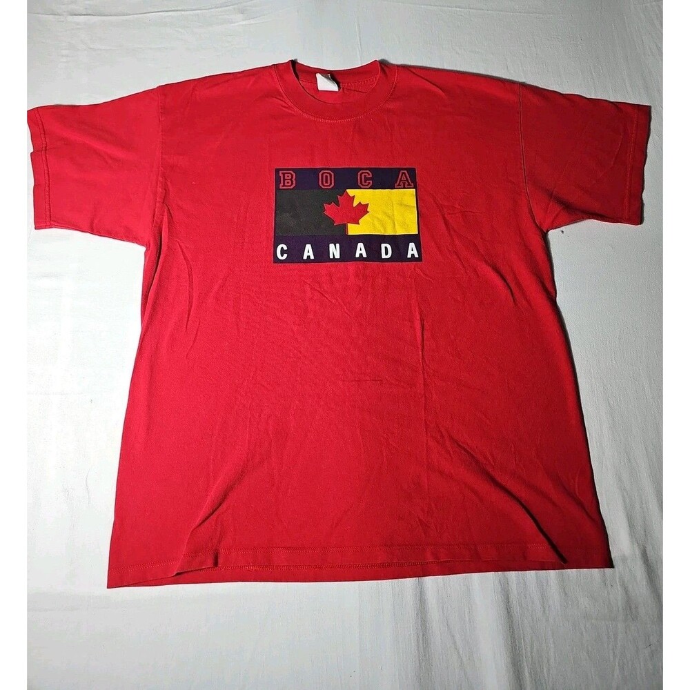Boca Canada T Shirt Mens Size XL Red Flag Graphic Cotton Short Sleeve